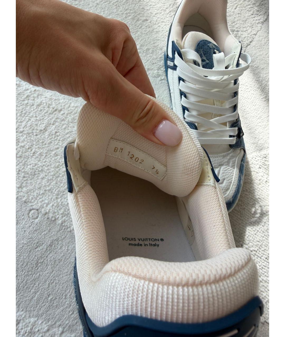 LOUIS VUITTON Белые кожаные низкие кроссовки / кеды, фото 5