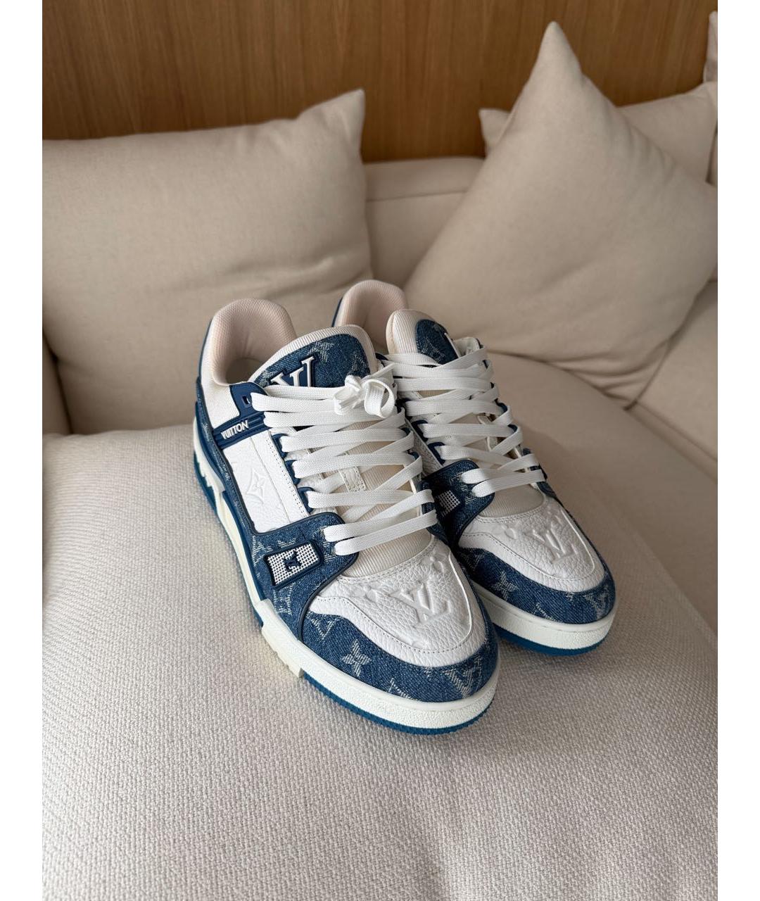 LOUIS VUITTON Белые кожаные низкие кроссовки / кеды, фото 2