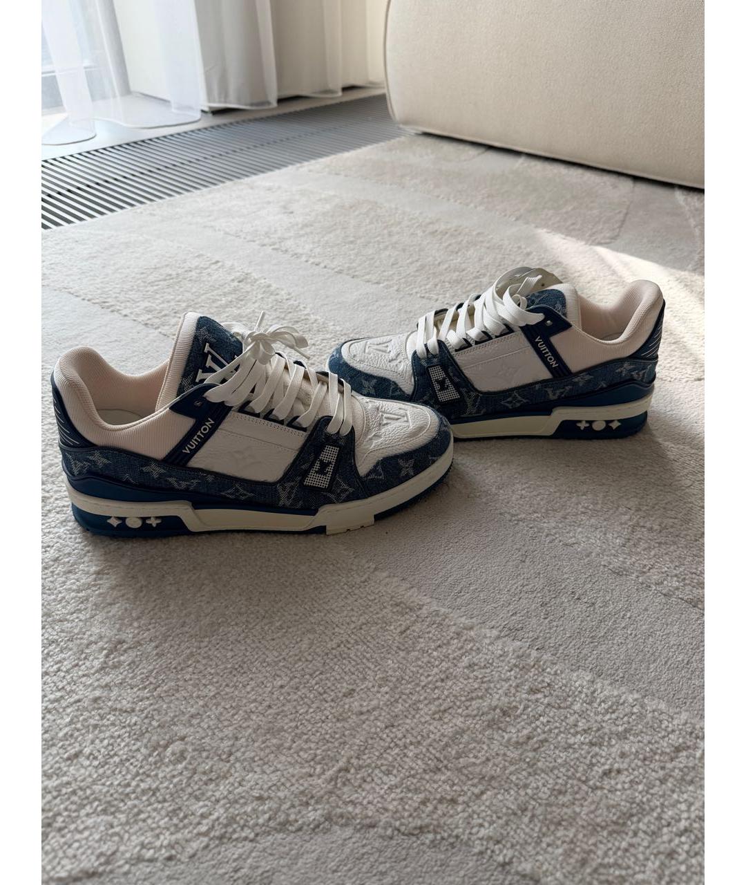 LOUIS VUITTON Белые кожаные низкие кроссовки / кеды, фото 6