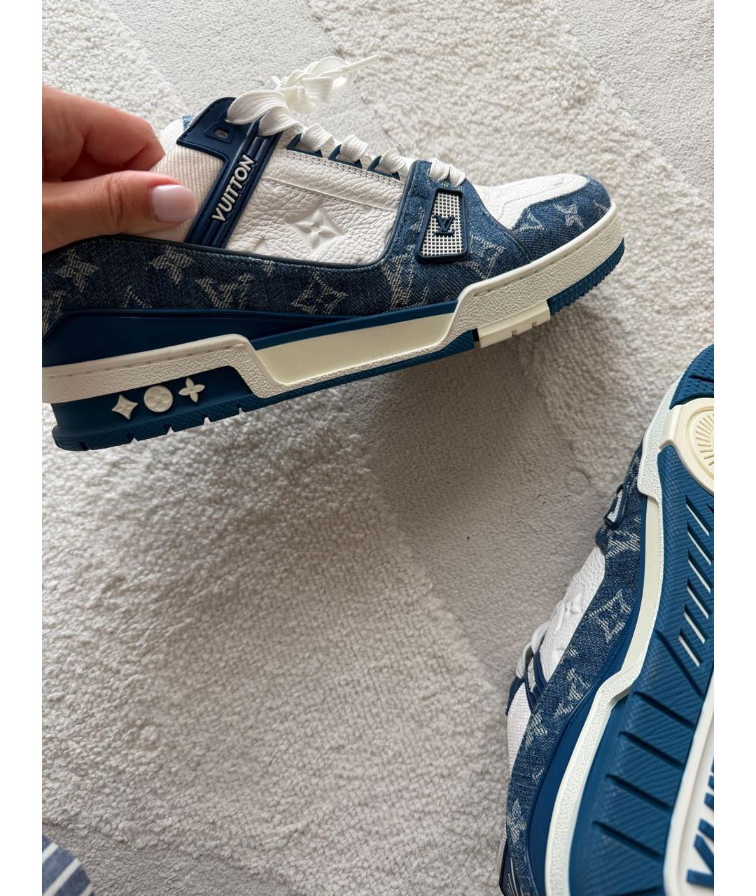 LOUIS VUITTON Белые кожаные низкие кроссовки / кеды, фото 3