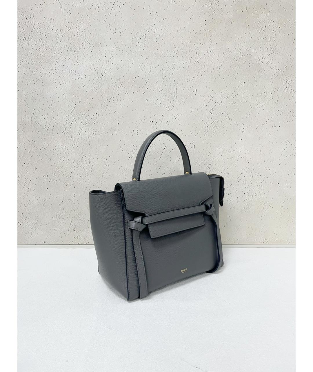 CELINE Серая кожаная сумка тоут, фото 4