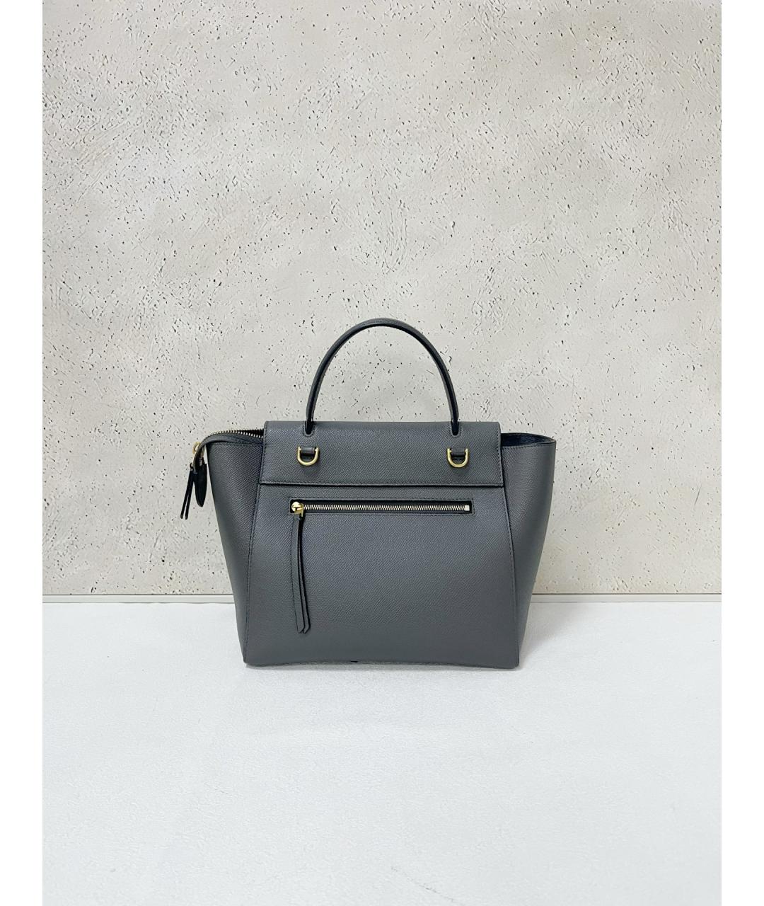 CELINE Серая кожаная сумка тоут, фото 2