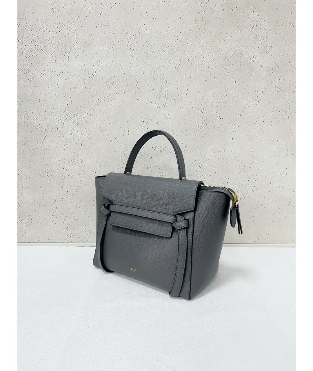 CELINE Серая кожаная сумка тоут, фото 3