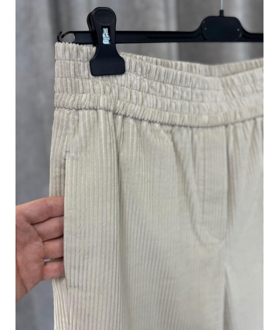 BRUNELLO CUCINELLI Белые хлопковые брюки широкие, фото 4