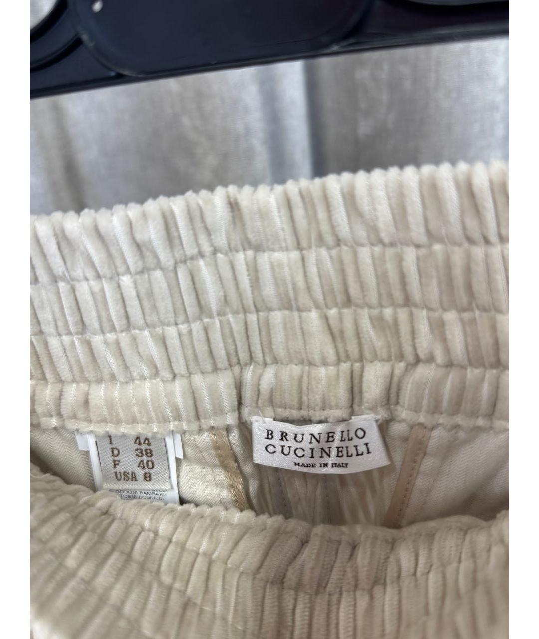 BRUNELLO CUCINELLI Белые хлопковые брюки широкие, фото 3