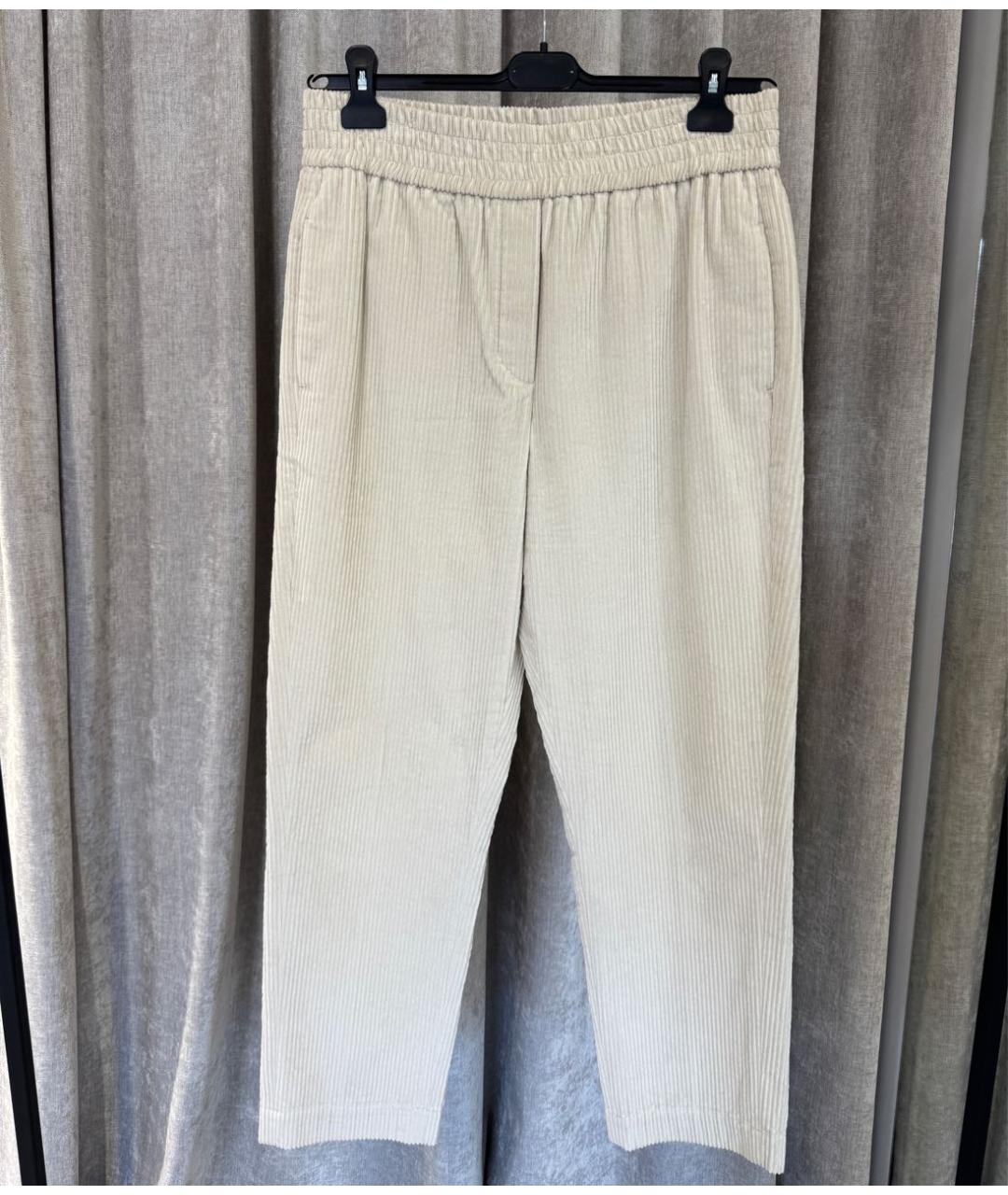 BRUNELLO CUCINELLI Белые хлопковые брюки широкие, фото 5