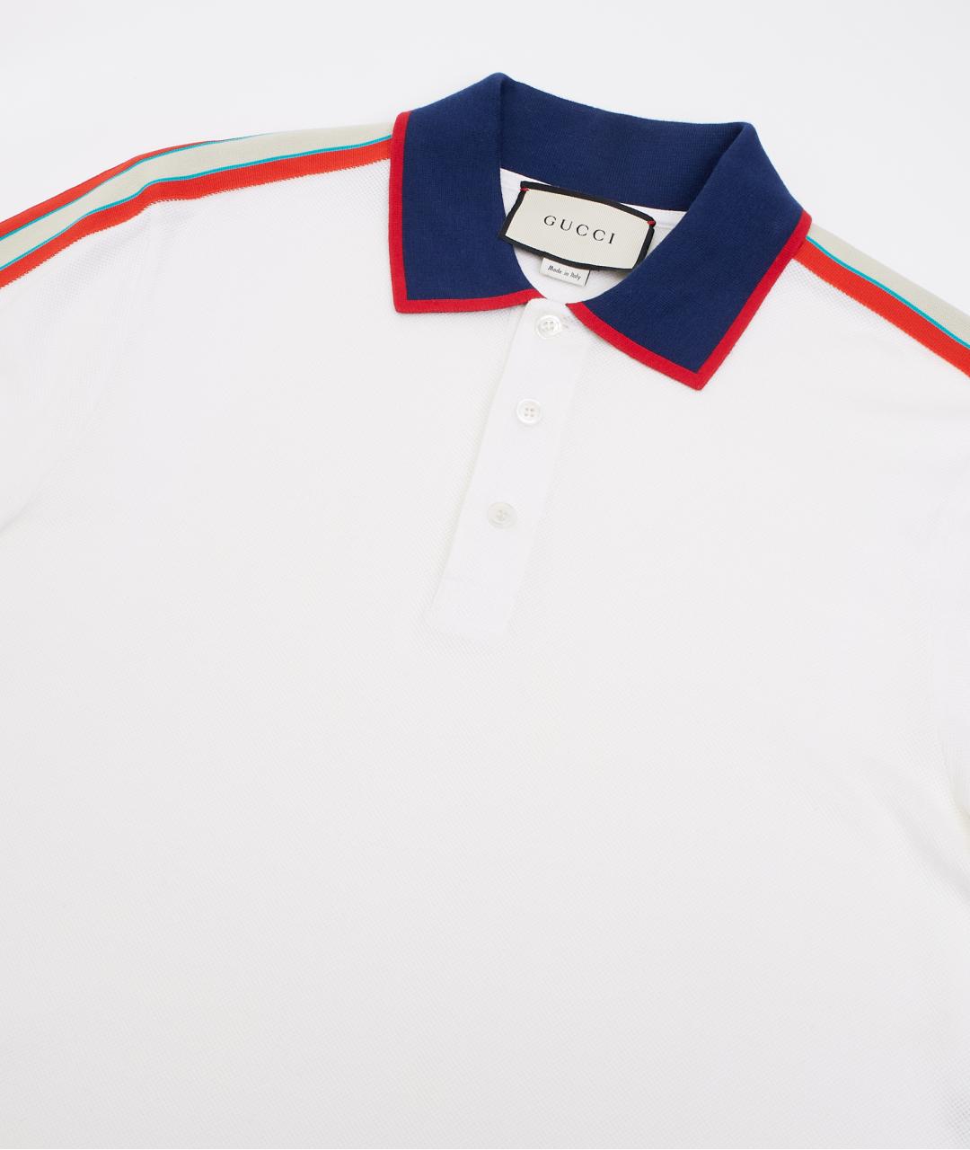 GUCCI Белое хлопковое поло с коротким рукавом, фото 3