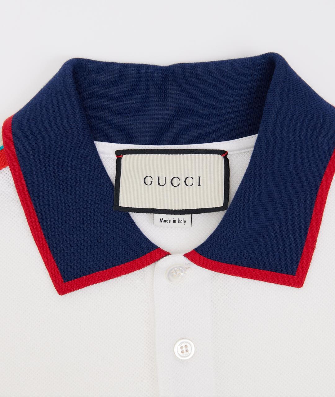 GUCCI Белое хлопковое поло с коротким рукавом, фото 4