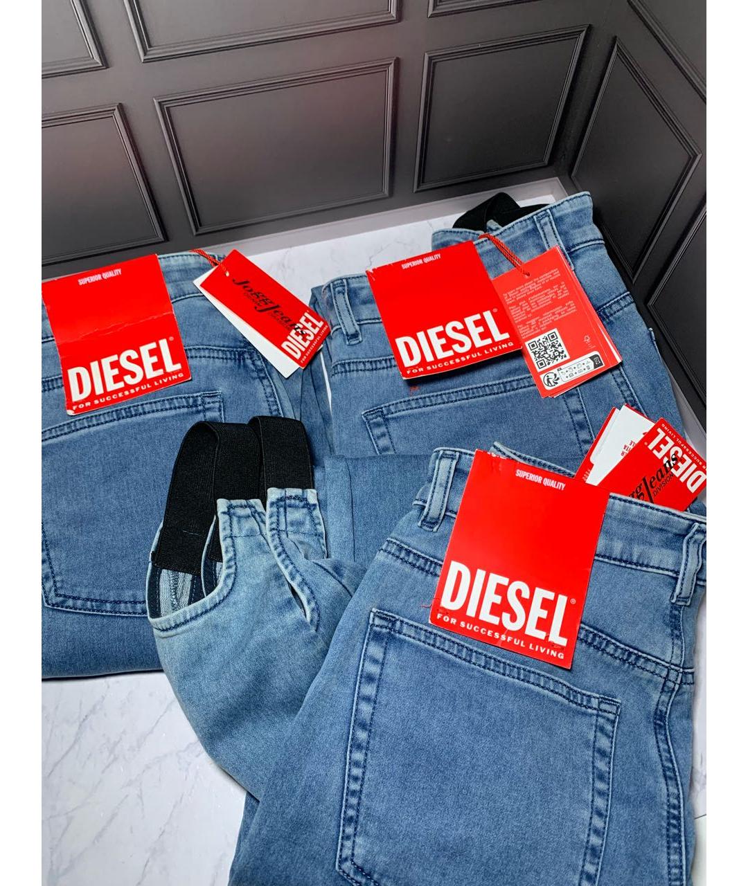 DIESEL Голубые хлопко-эластановые джинсы слим, фото 4