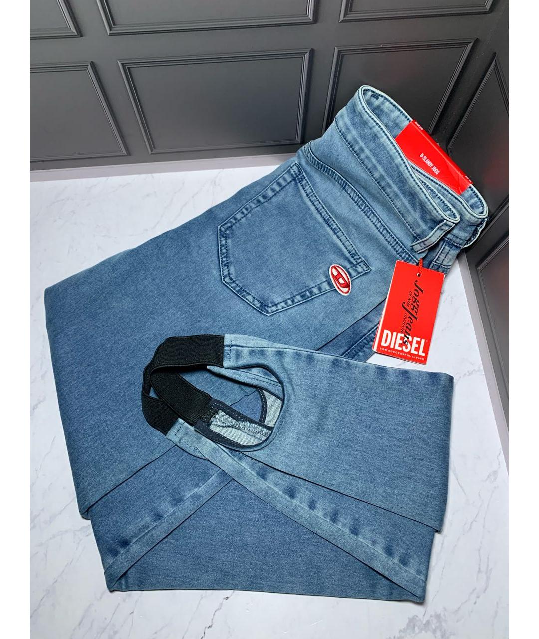 DIESEL Голубые хлопко-эластановые джинсы слим, фото 3