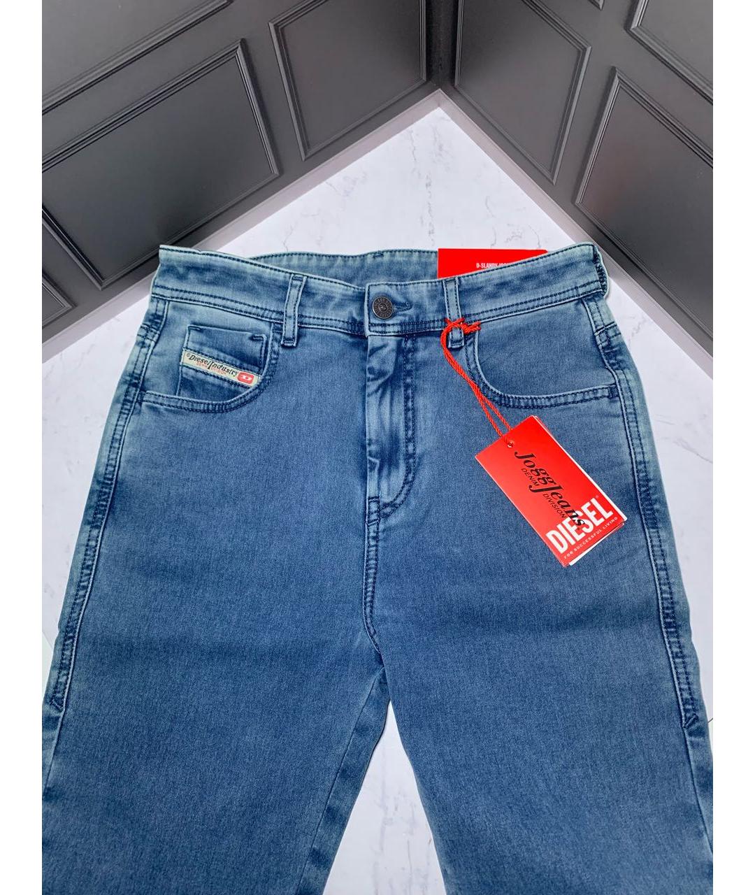 DIESEL Голубые хлопко-эластановые джинсы слим, фото 5