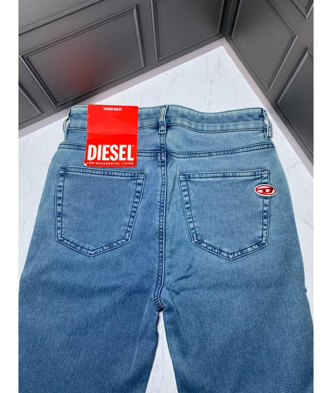 DIESEL Голубые хлопко-эластановые джинсы слим, фото 6