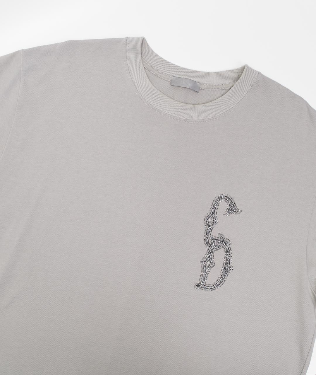 CHRISTIAN DIOR Серая хлопковая футболка, фото 4