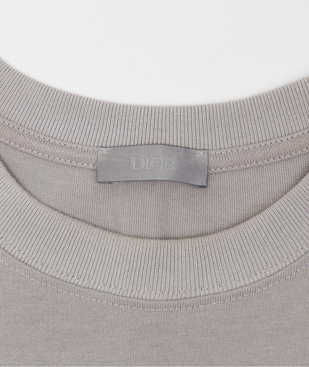 CHRISTIAN DIOR Серая хлопковая футболка, фото 3
