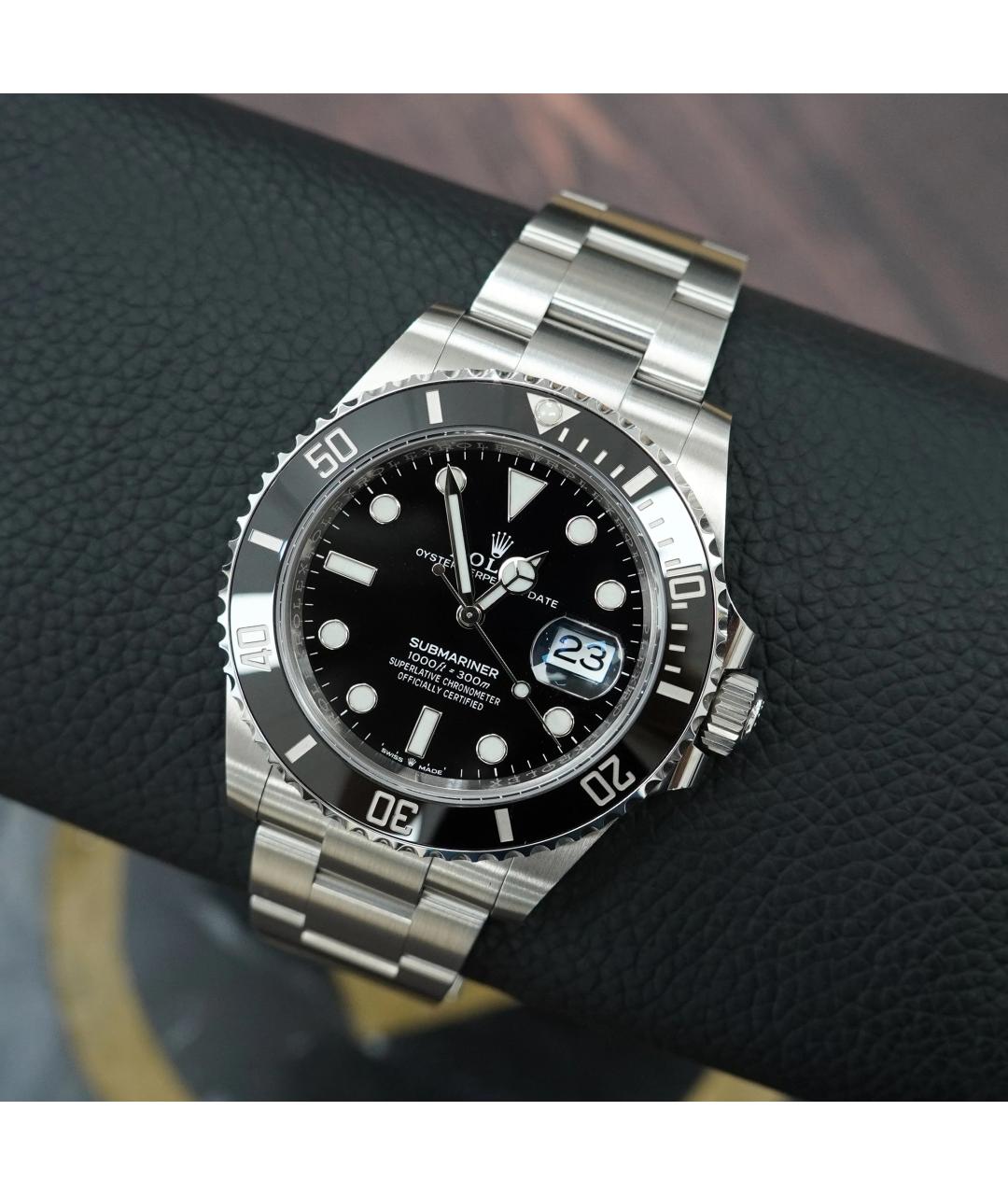 ROLEX Черные металлические часы, фото 2