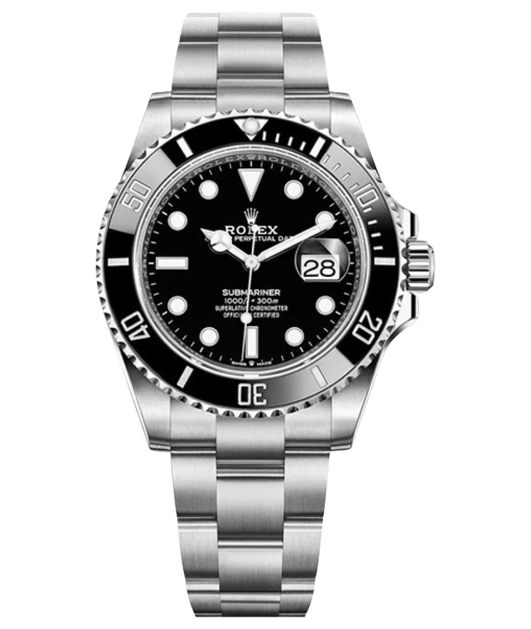 ROLEX Черные металлические часы, фото 1