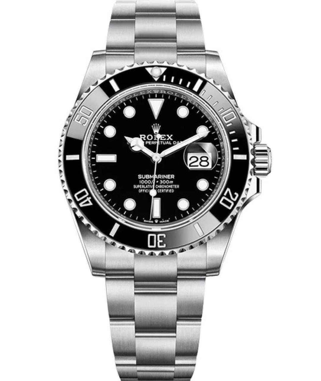 ROLEX Черные металлические часы, фото 4