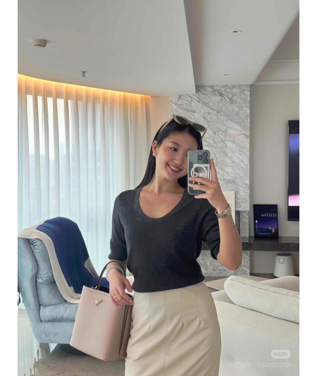 PRADA Бежевая кожаная сумка тоут, фото 6