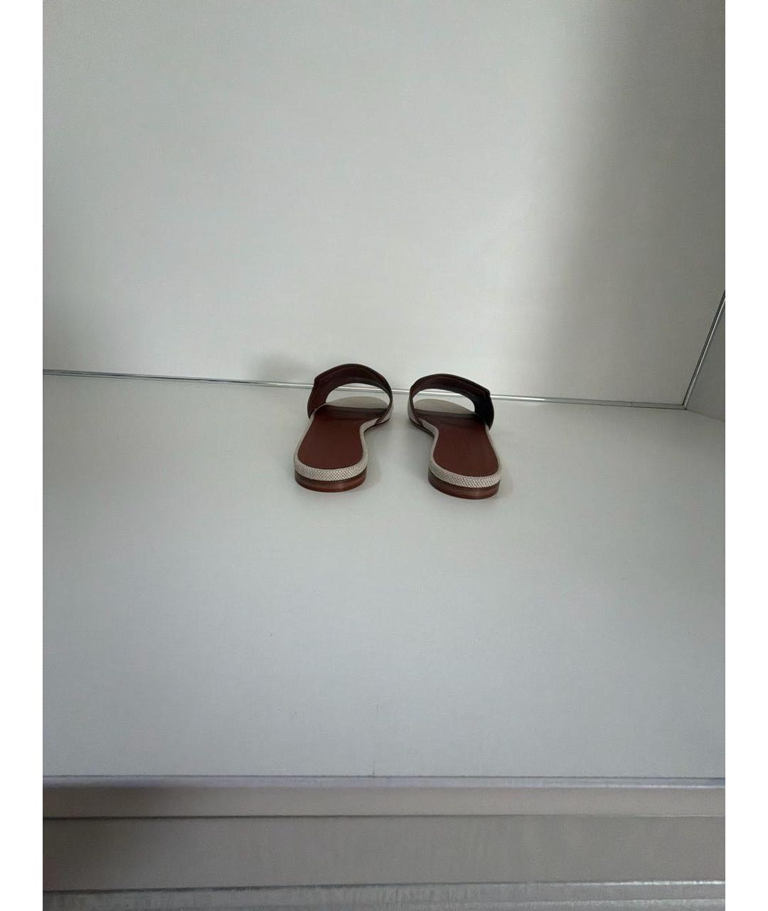 LORO PIANA Бежевые текстильные шлепанцы, фото 4