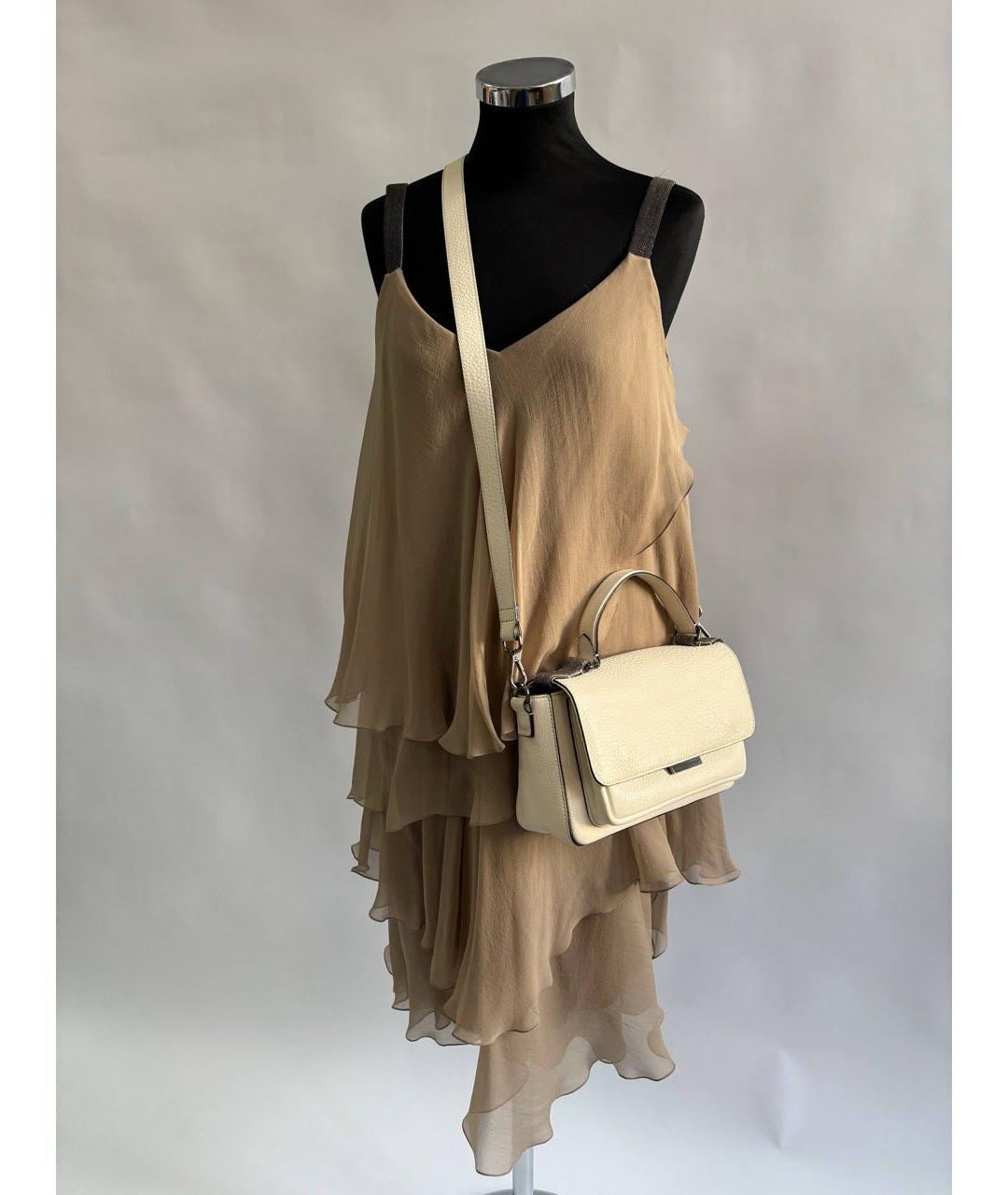 BRUNELLO CUCINELLI Коричневое шелковое повседневное платье, фото 6