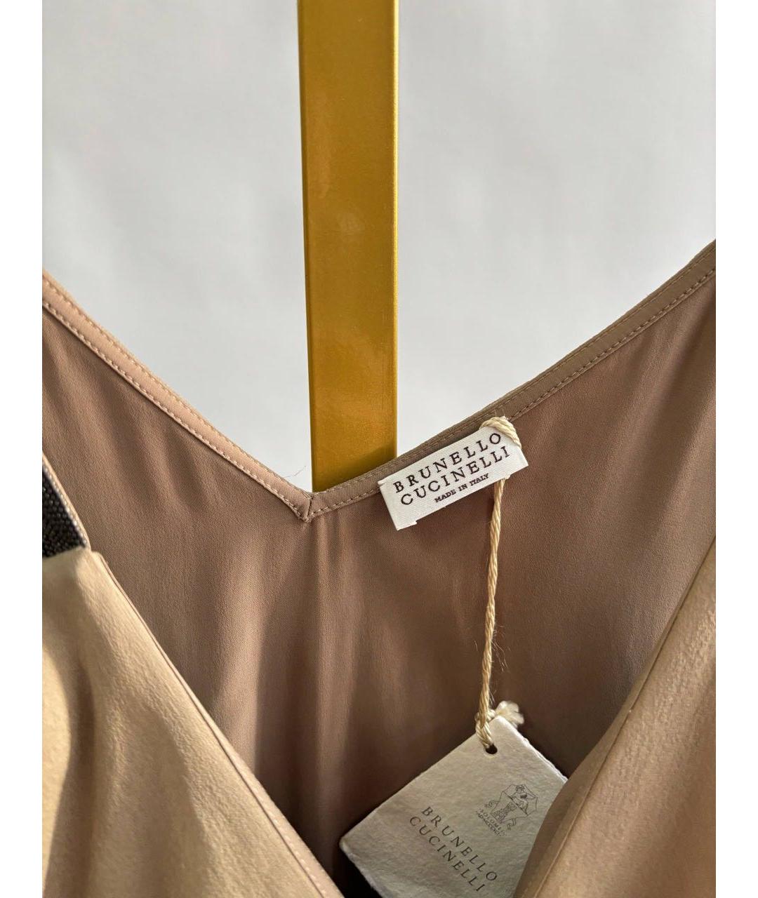 BRUNELLO CUCINELLI Коричневое шелковое повседневное платье, фото 3