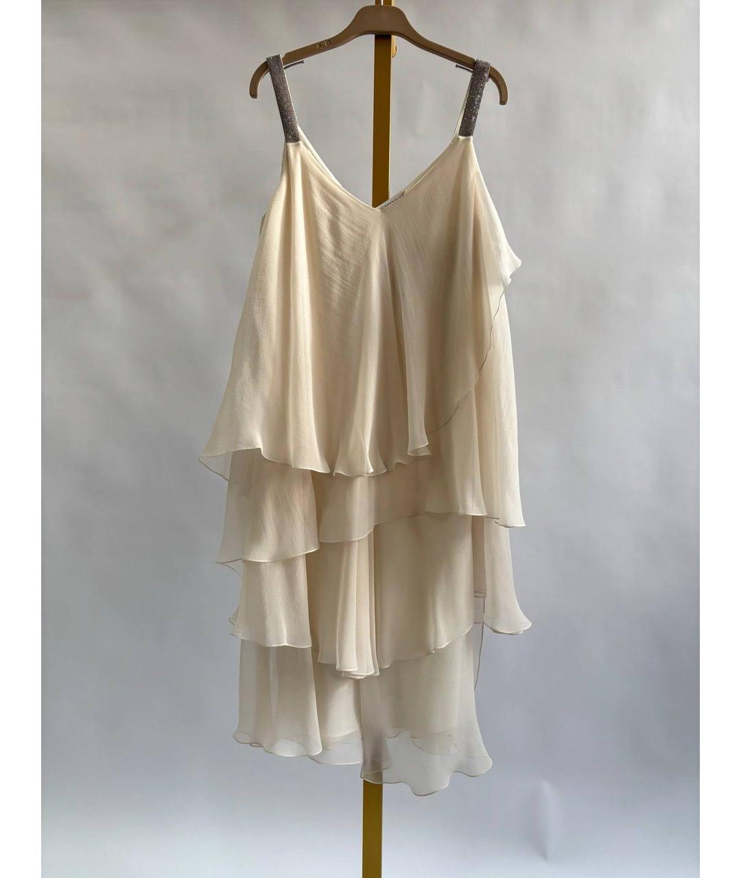 BRUNELLO CUCINELLI Белое шелковое повседневное платье, фото 2