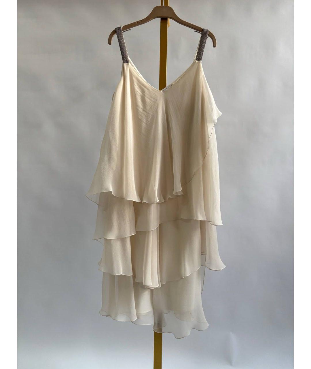 BRUNELLO CUCINELLI Белое шелковое повседневное платье, фото 7