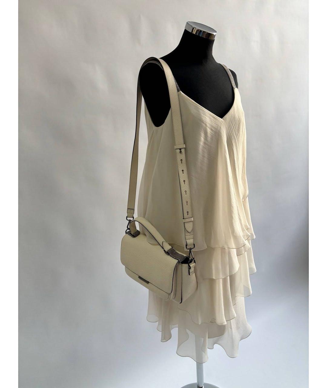 BRUNELLO CUCINELLI Белое шелковое повседневное платье, фото 6