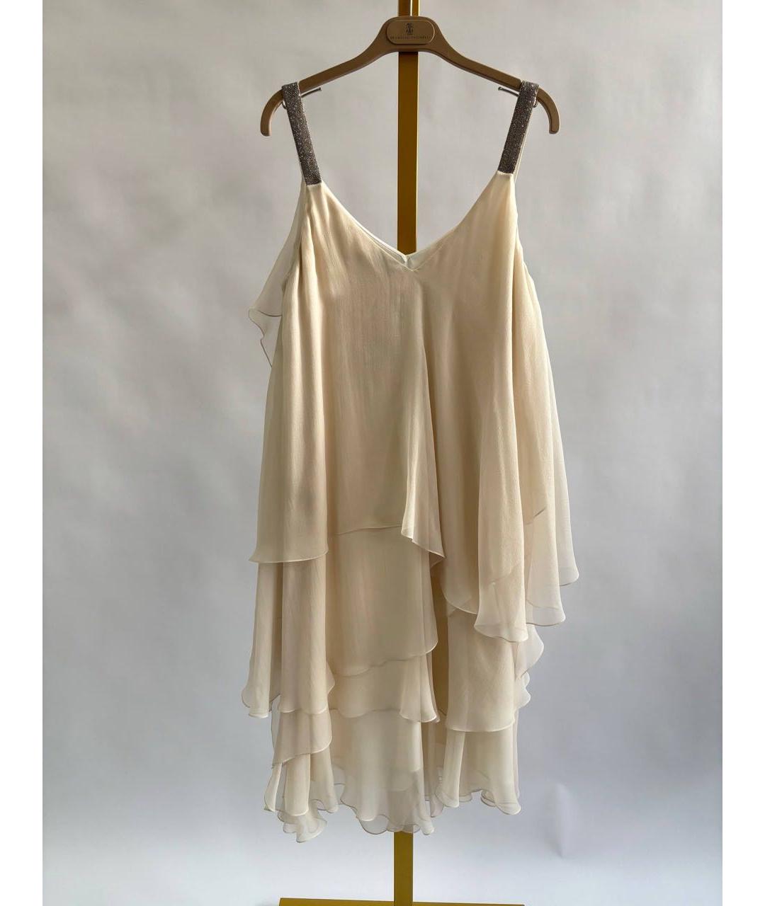 BRUNELLO CUCINELLI Белое шелковое повседневное платье, фото 8