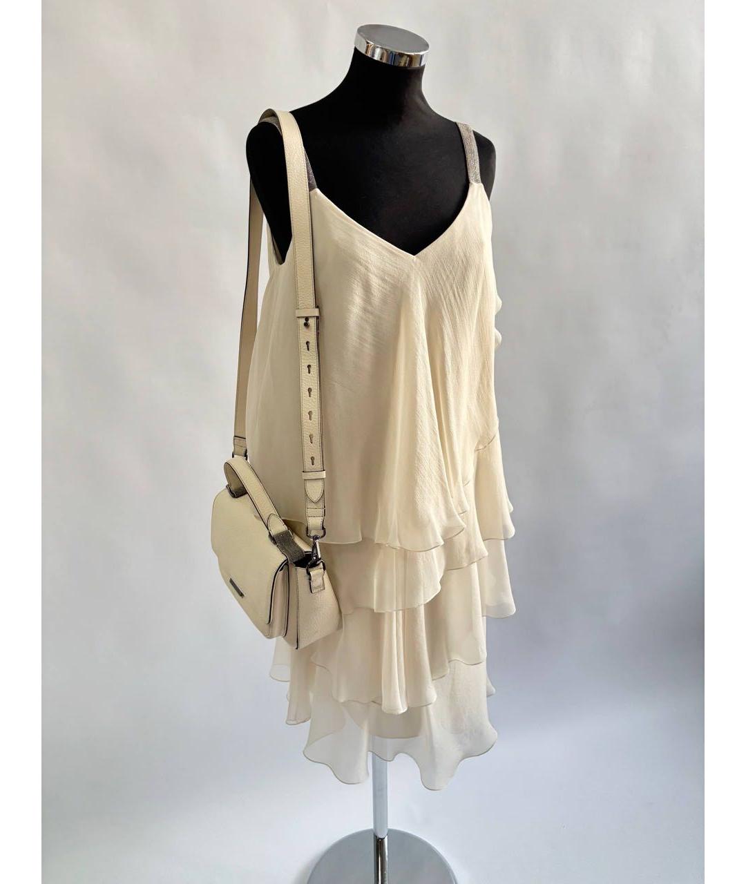 BRUNELLO CUCINELLI Белое шелковое повседневное платье, фото 5