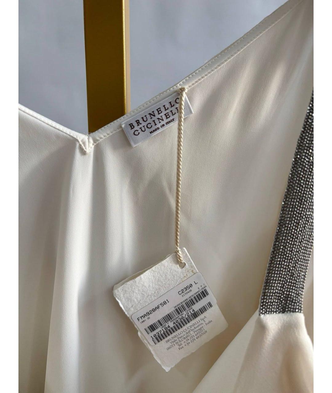 BRUNELLO CUCINELLI Белое шелковое повседневное платье, фото 4