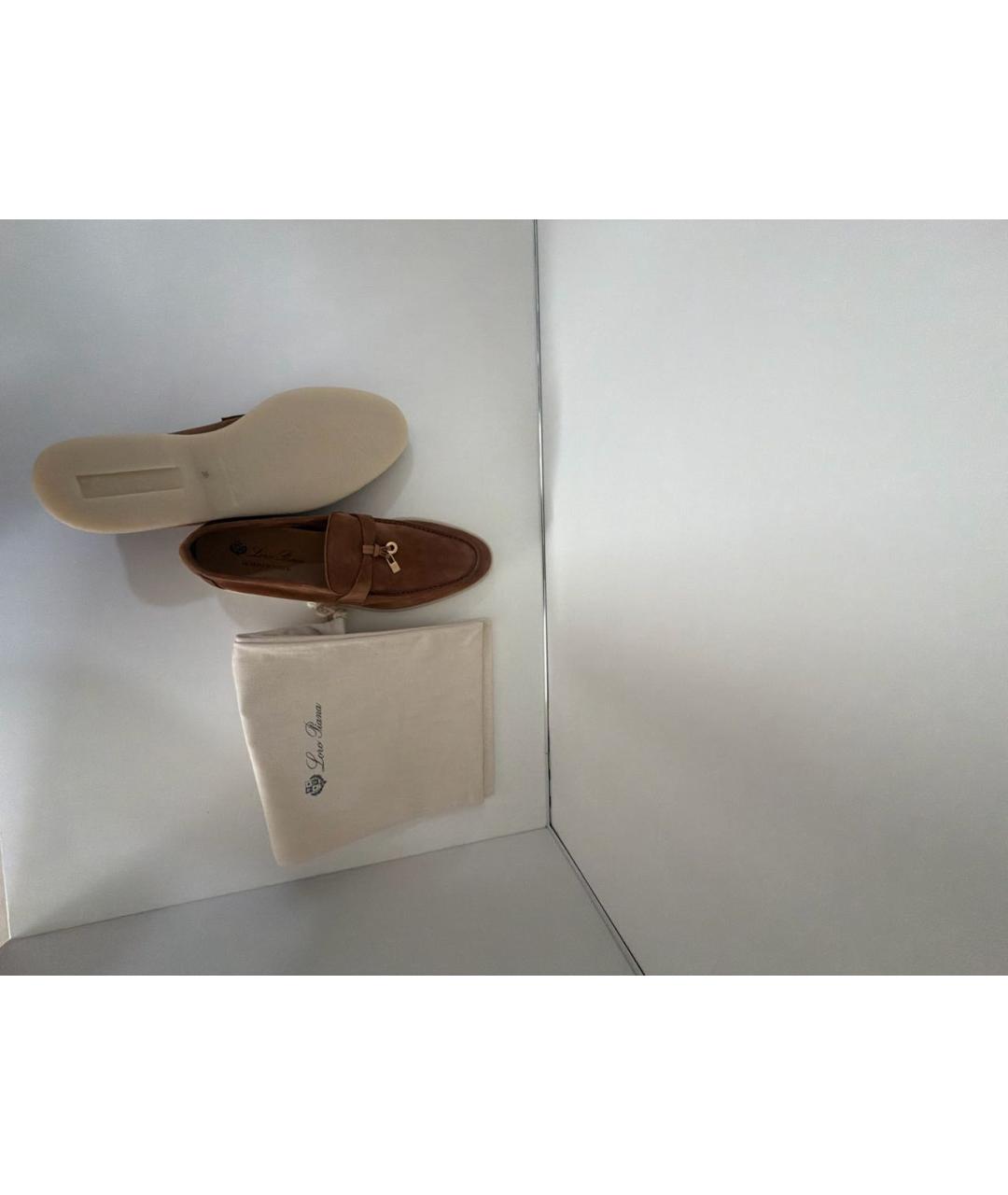 LORO PIANA Коричневые замшевые лоферы, фото 6