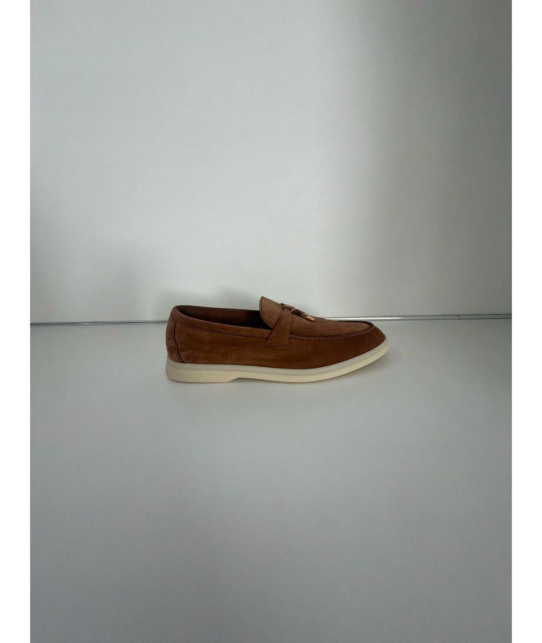 LORO PIANA Коричневые замшевые лоферы, фото 8