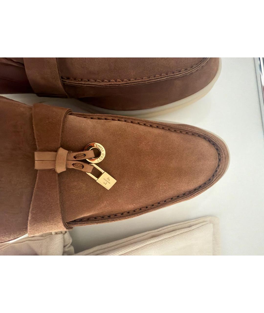 LORO PIANA Коричневые замшевые лоферы, фото 7