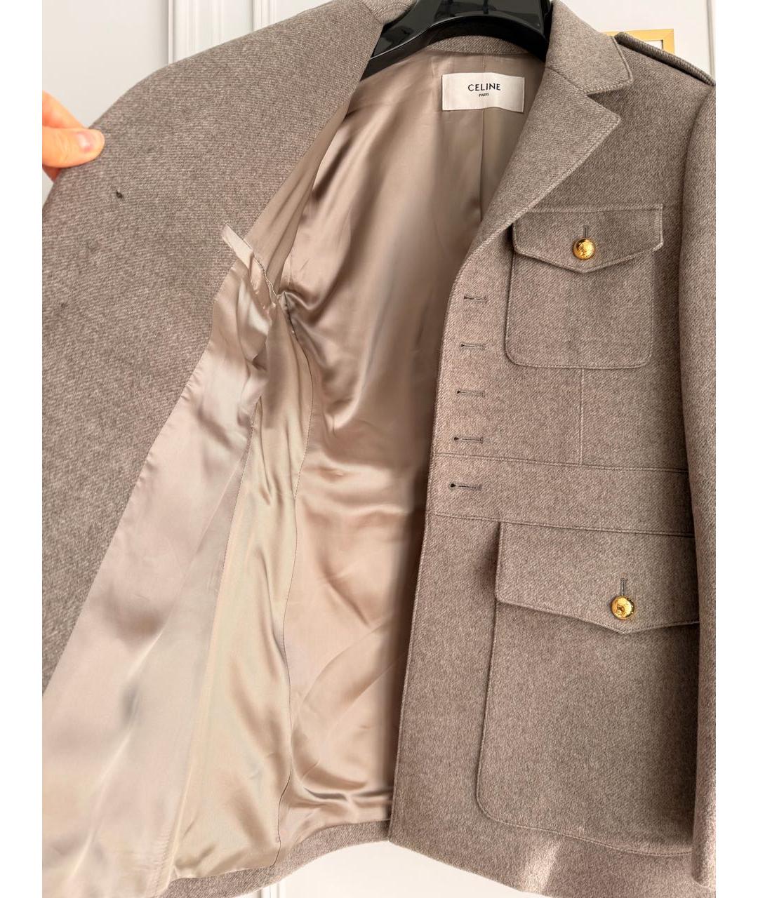 CELINE Бежевый кашемировый жакет/пиджак, фото 4