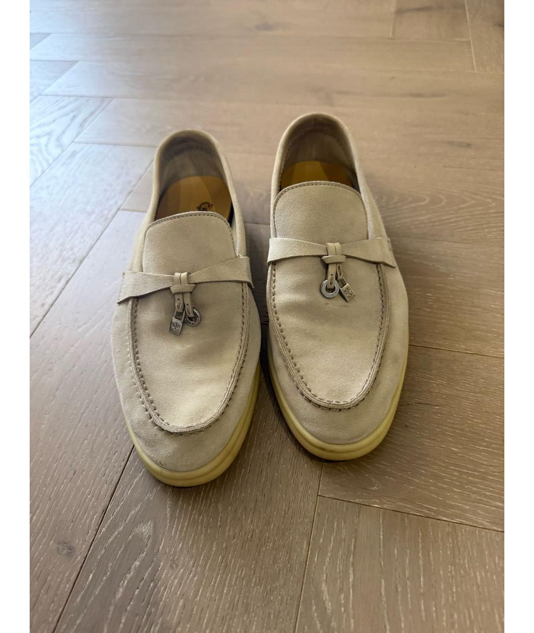 LORO PIANA Серые замшевые лоферы, фото 3