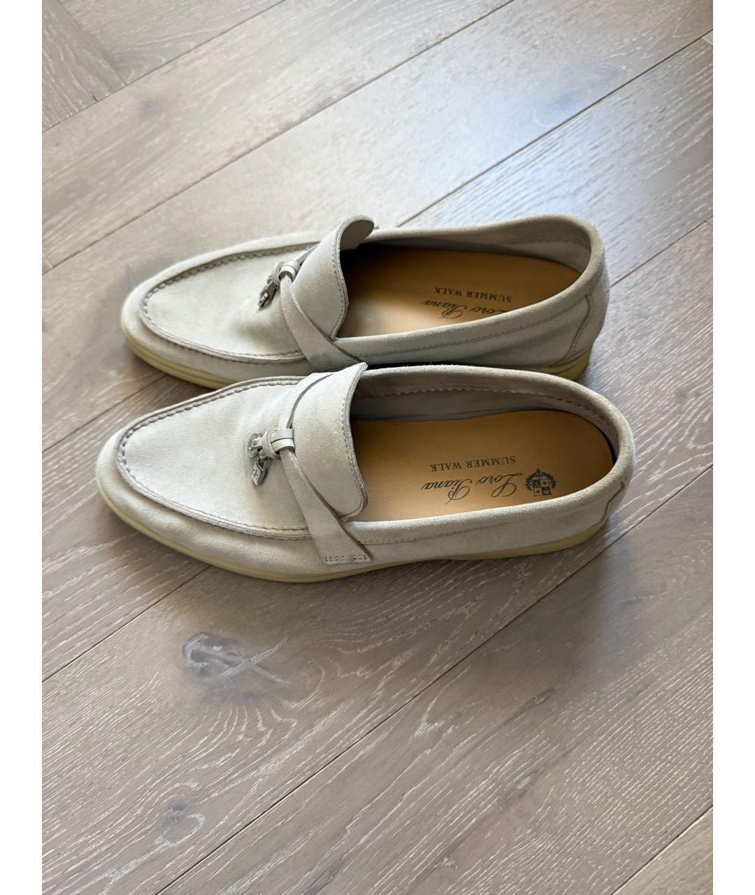 LORO PIANA Серые замшевые лоферы, фото 2