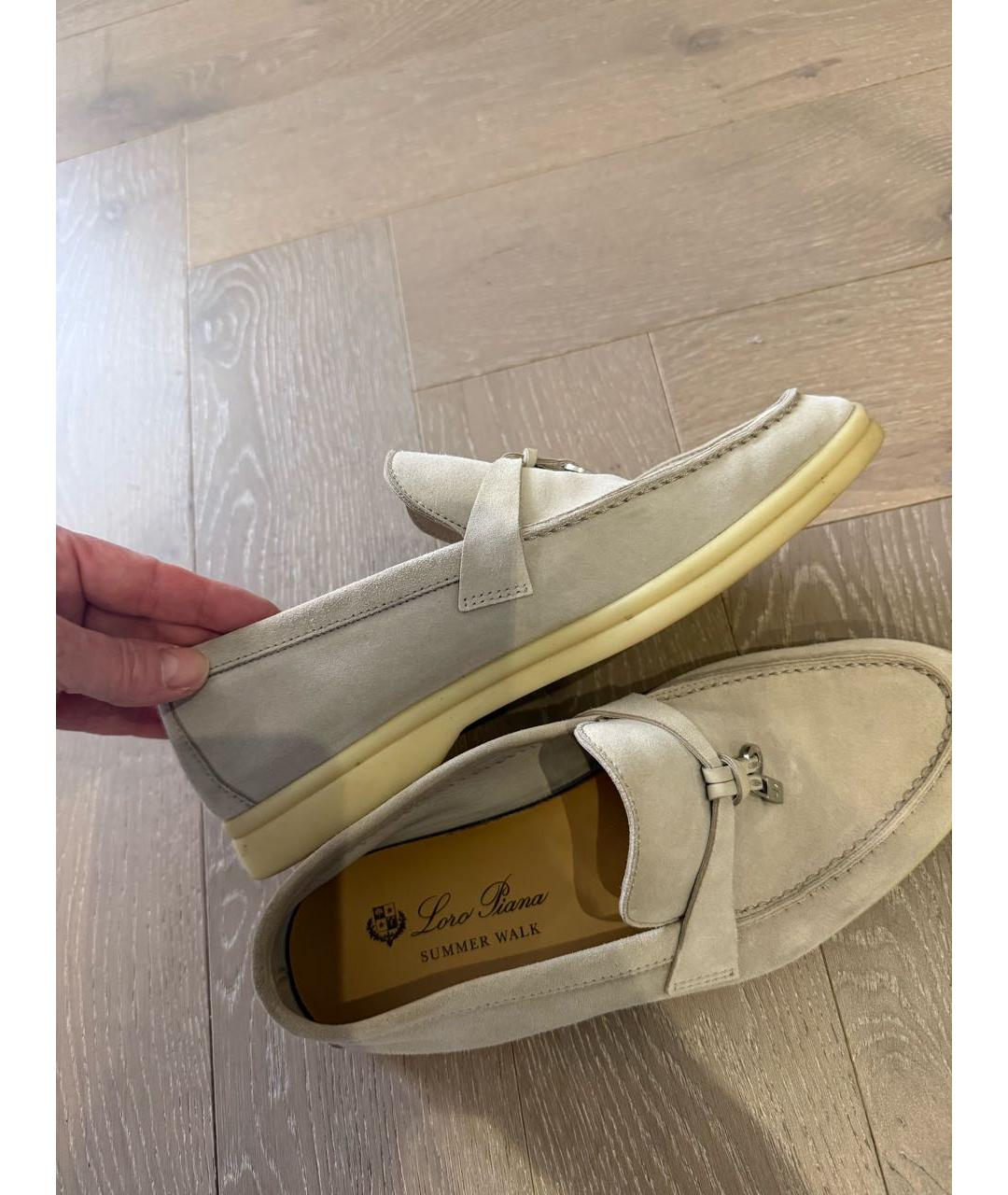 LORO PIANA Серые замшевые лоферы, фото 6