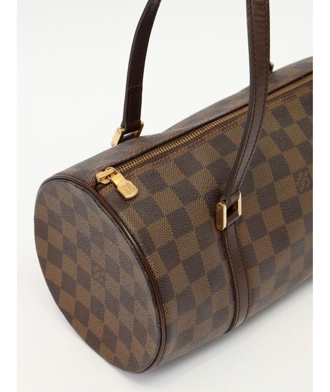 LOUIS VUITTON Коричневая кожаная сумка с короткими ручками, фото 4