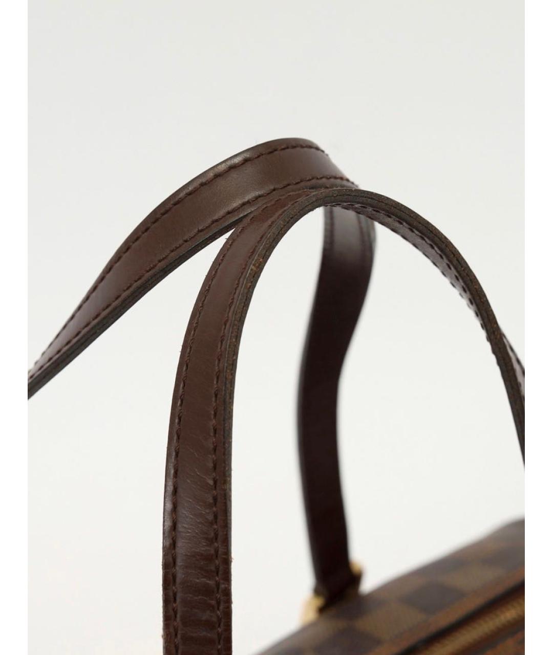 LOUIS VUITTON Коричневая кожаная сумка с короткими ручками, фото 7