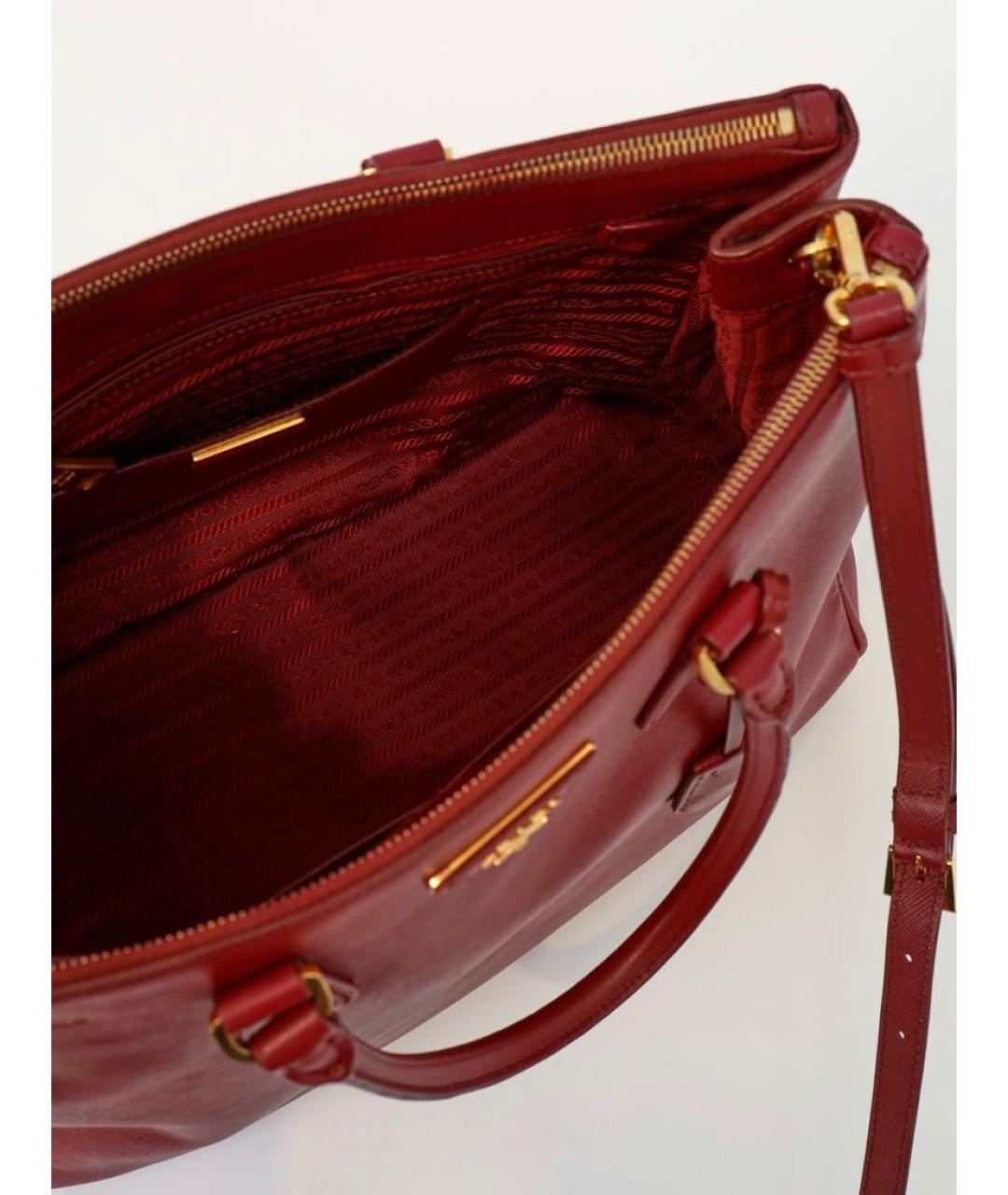 PRADA Красная кожаная сумка с короткими ручками, фото 5