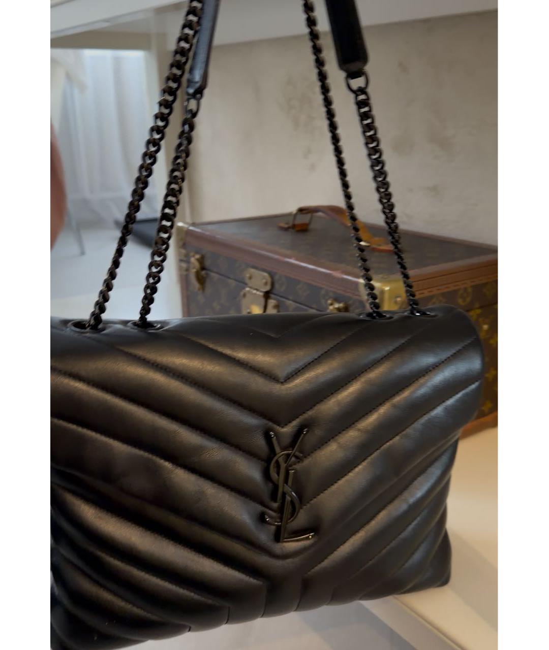 SAINT LAURENT Черная кожаная сумка через плечо, фото 2