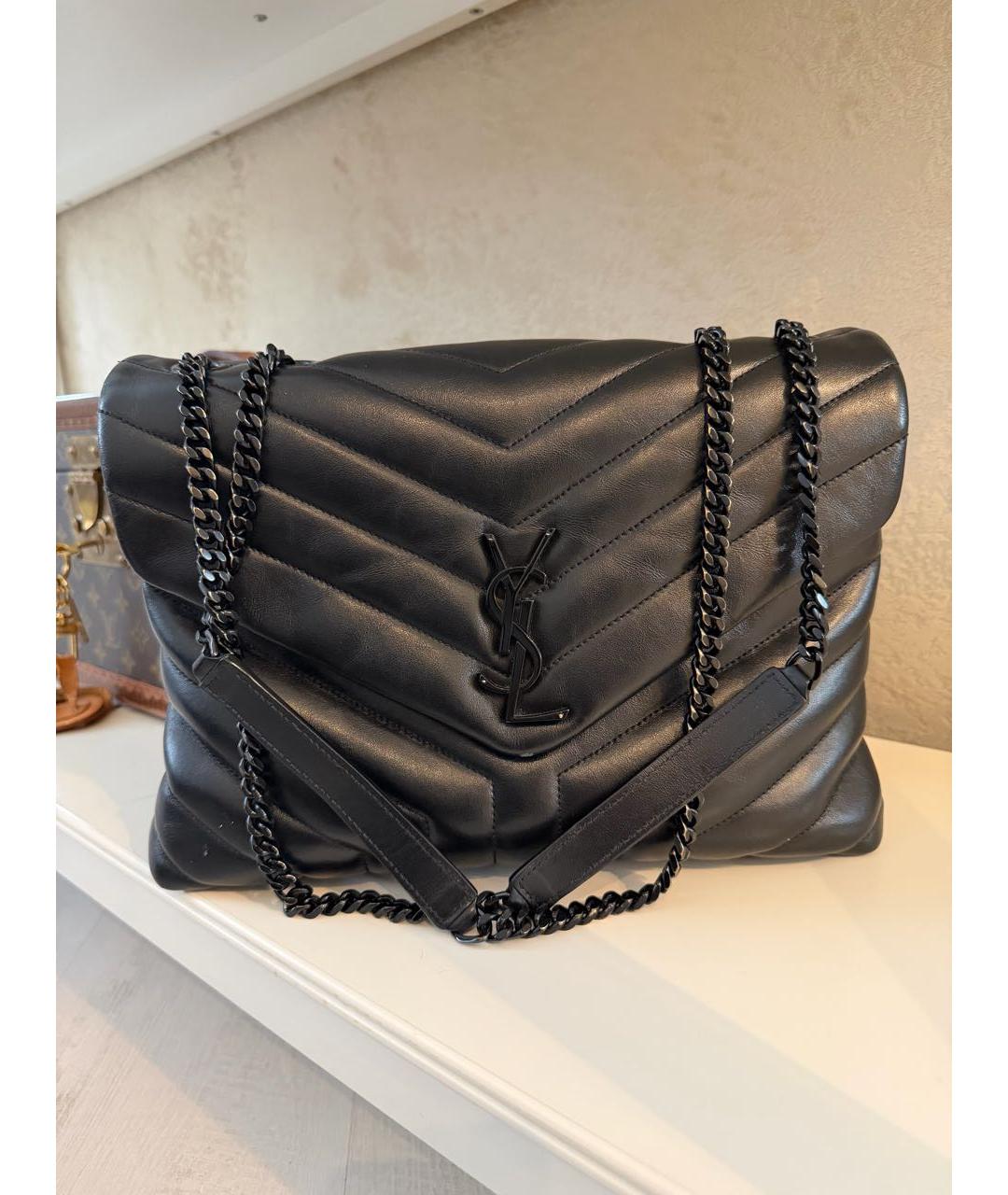 SAINT LAURENT Черная кожаная сумка через плечо, фото 9