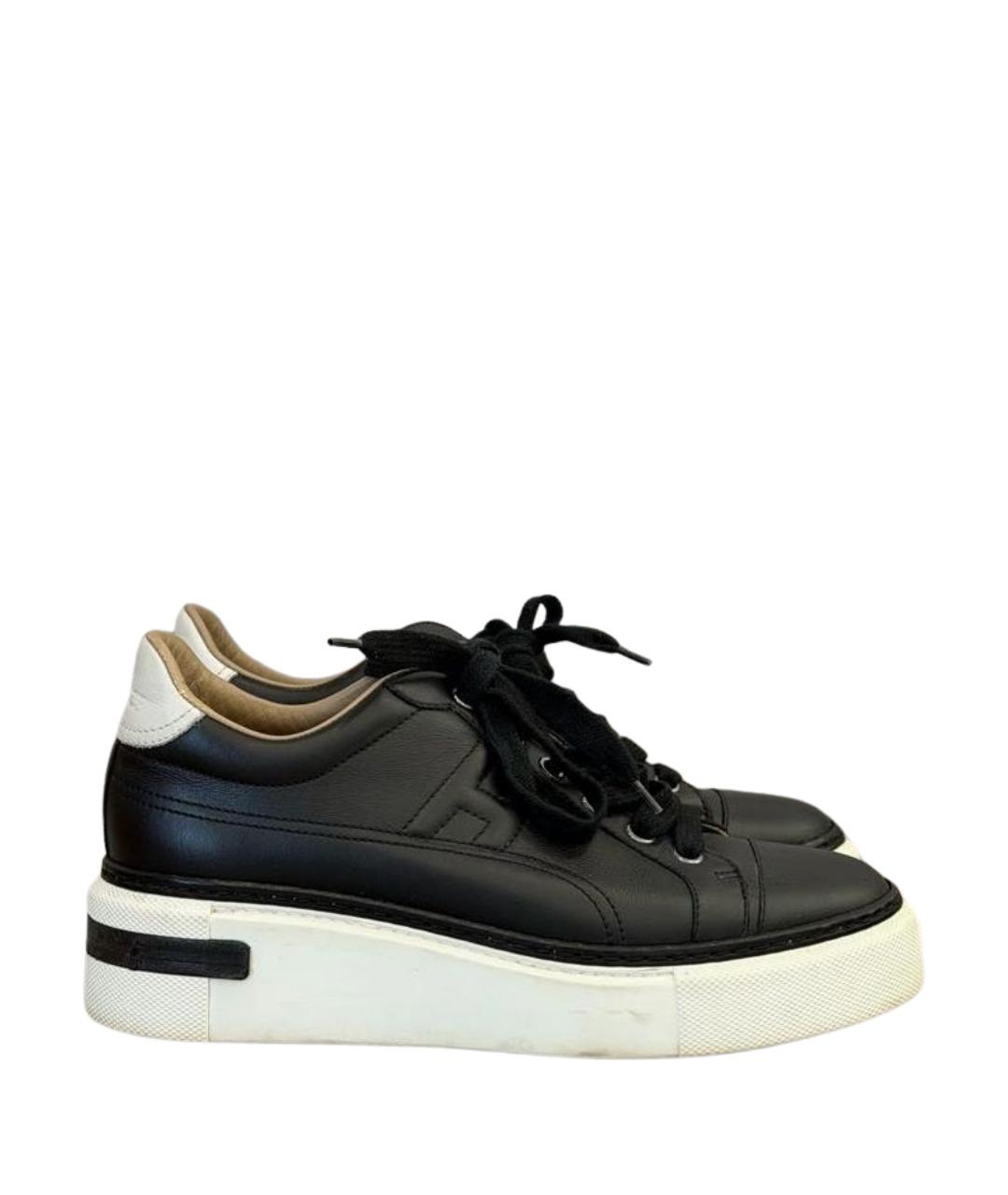 HERMES Черные кожаные кроссовки, фото 1