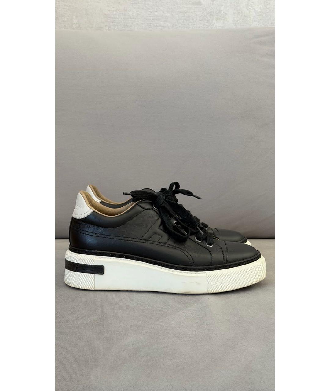 HERMES Черные кожаные кроссовки, фото 6
