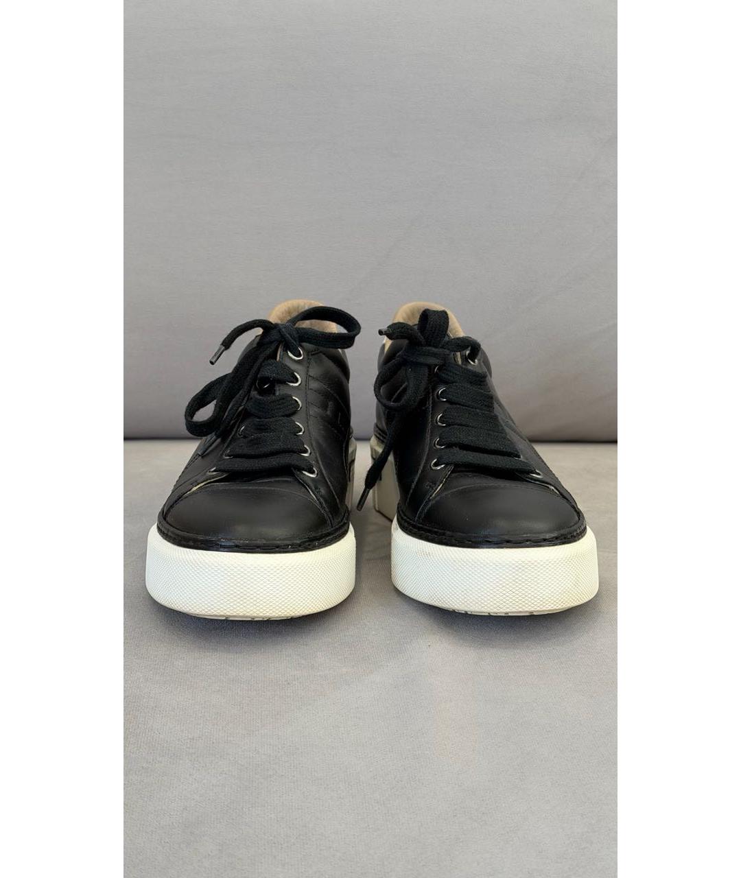 HERMES Черные кожаные кроссовки, фото 3