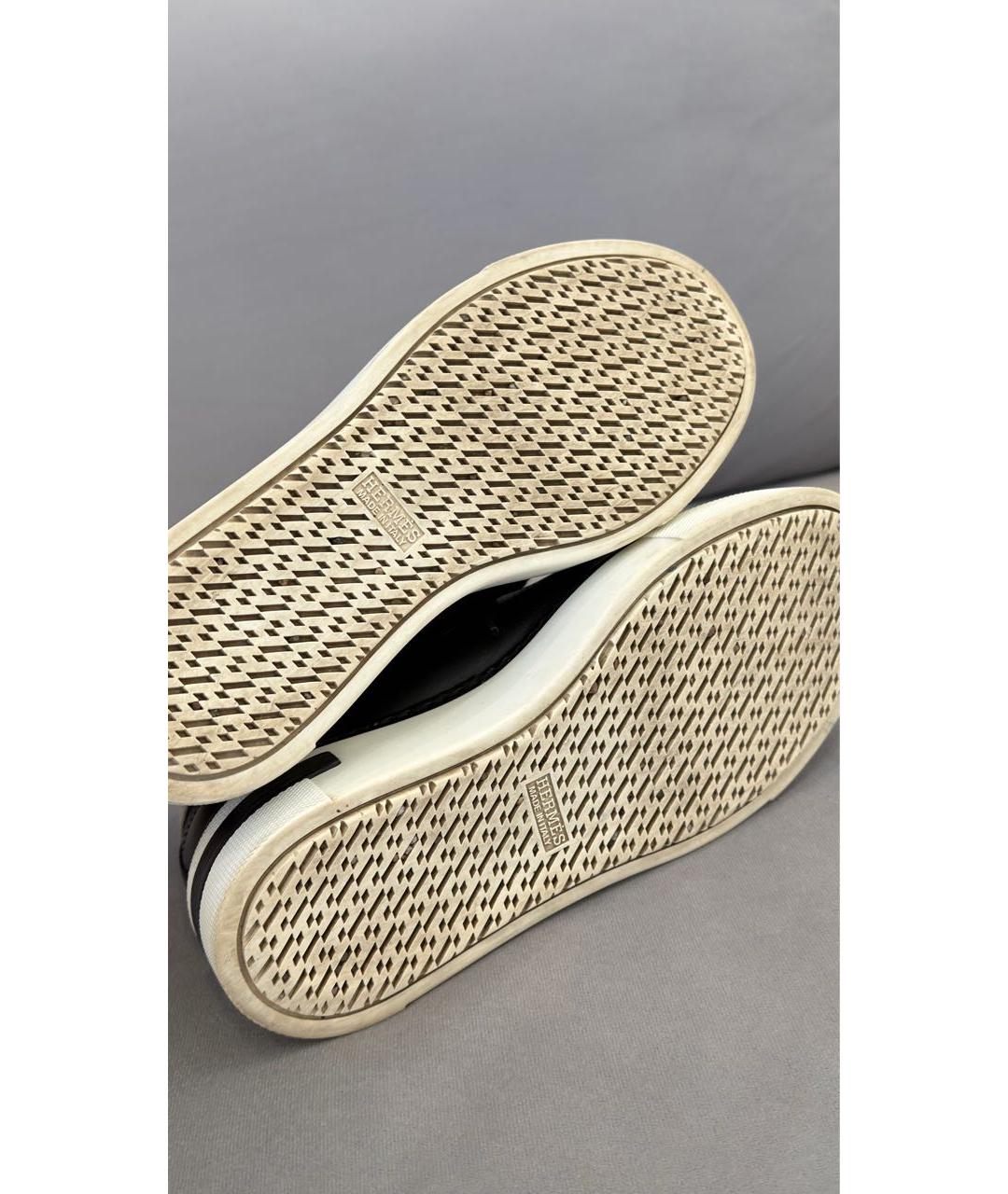 HERMES Черные кожаные кроссовки, фото 5