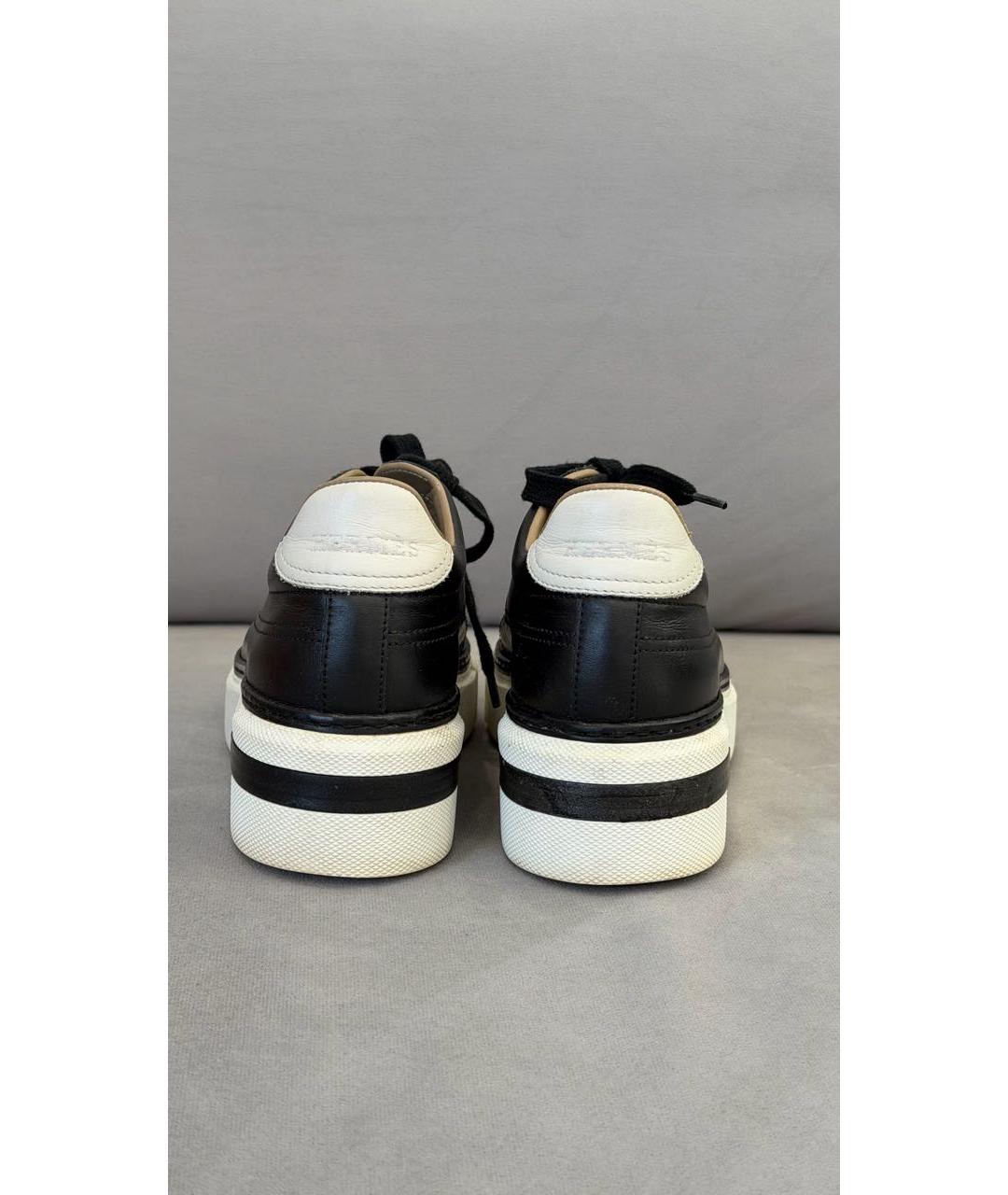 HERMES Черные кожаные кроссовки, фото 4