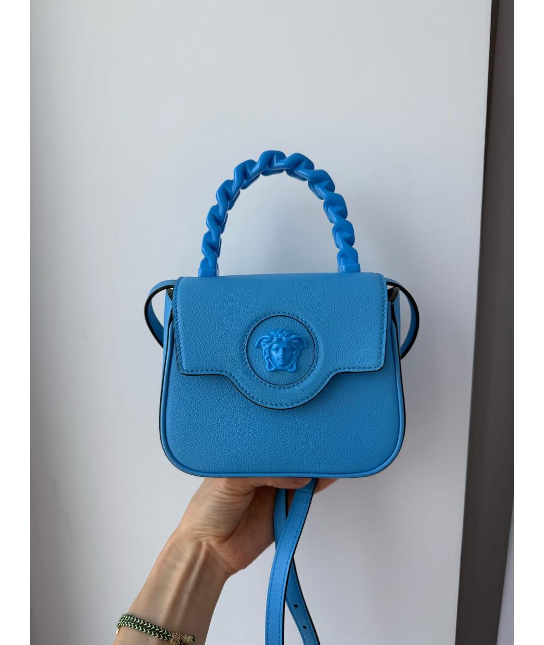 VERSACE Голубая кожаная сумка через плечо, фото 7