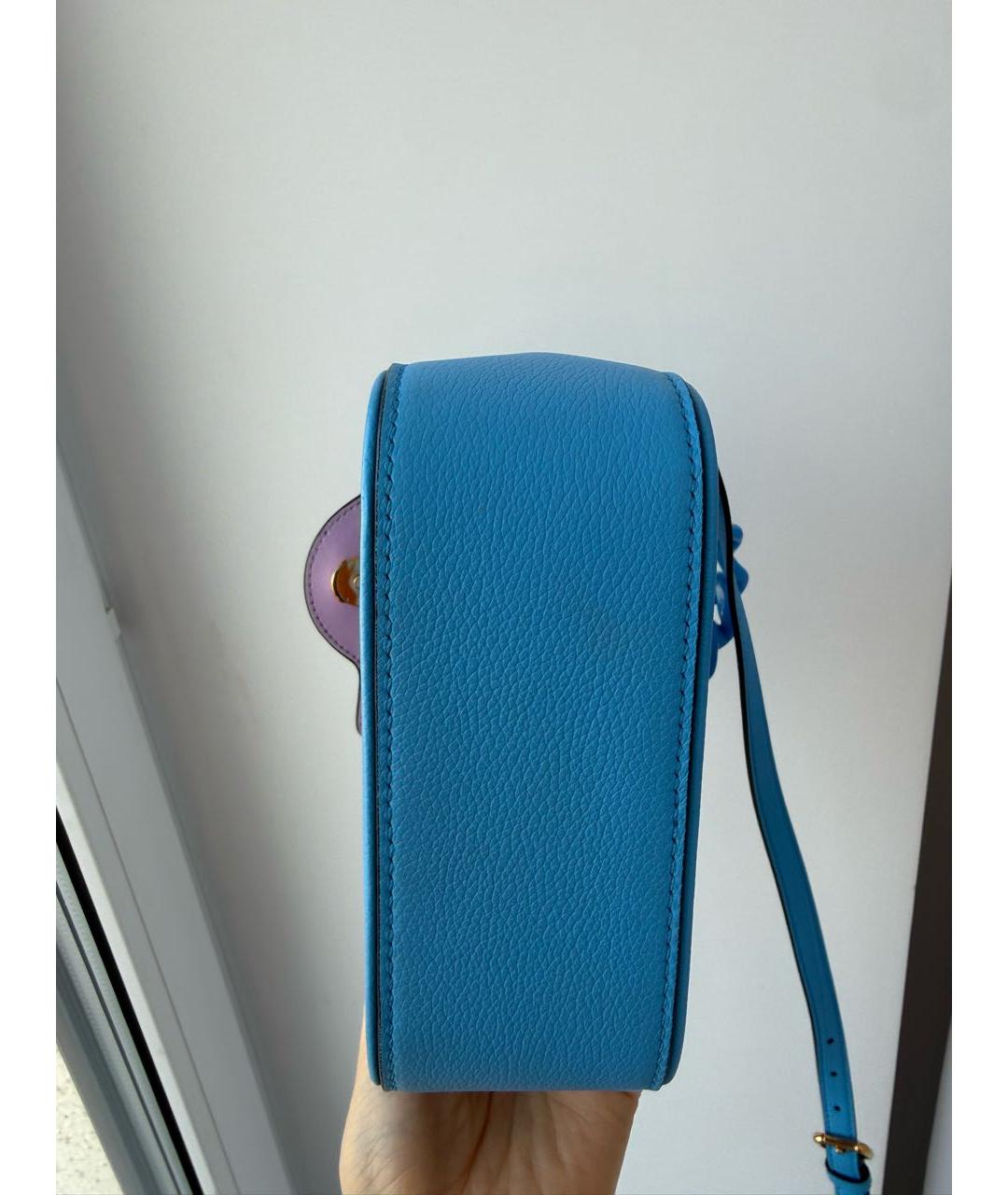 VERSACE Голубая кожаная сумка через плечо, фото 5